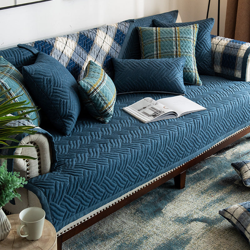 HKM-653843 American Style Four Seasons Sofa Cushion, Chemical Fiber, Grid Pattern, Multiple Sizes Available
