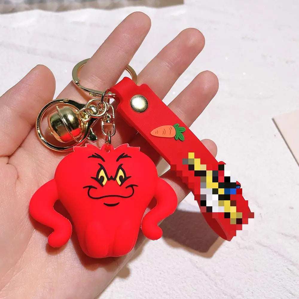 HKM-653843 Cute Cartoon Bunny Doll Keychain Pendant for Backpack Ornaments - Soft Rubber and Silicone Design