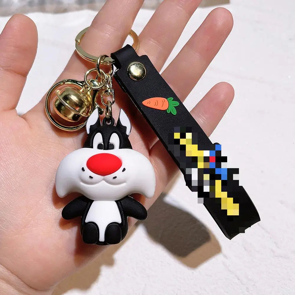 HKM-653843 Cute Cartoon Bunny Doll Keychain Pendant for Backpack Ornaments - Soft Rubber and Silicone Design