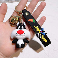 HKM-653843 Cute Cartoon Bunny Doll Keychain Pendant for Backpack Ornaments - Soft Rubber and Silicone Design