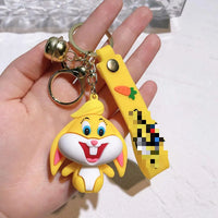 HKM-653843 Cute Cartoon Bunny Doll Keychain Pendant for Backpack Ornaments - Soft Rubber and Silicone Design
