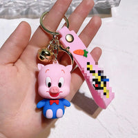 HKM-653843 Cute Cartoon Bunny Doll Keychain Pendant for Backpack Ornaments - Soft Rubber and Silicone Design