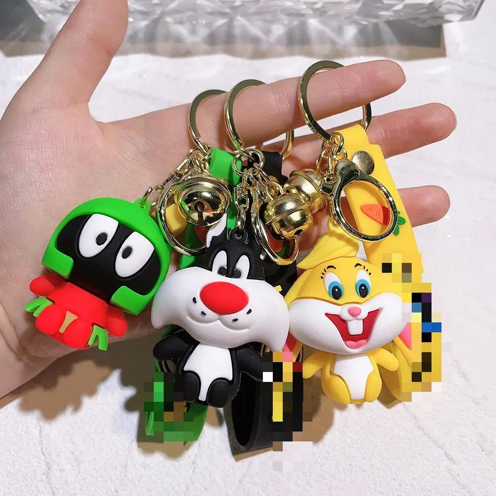 HKM-653843 Cute Cartoon Bunny Doll Keychain Pendant for Backpack Ornaments - Soft Rubber and Silicone Design