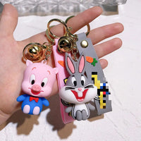 HKM-653843 Cute Cartoon Bunny Doll Keychain Pendant for Backpack Ornaments - Soft Rubber and Silicone Design