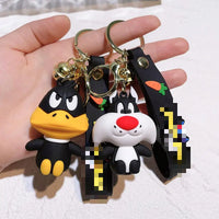 HKM-653843 Cute Cartoon Bunny Doll Keychain Pendant for Backpack Ornaments - Soft Rubber and Silicone Design