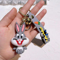HKM-653843 Cute Cartoon Bunny Doll Keychain Pendant for Backpack Ornaments - Soft Rubber and Silicone Design