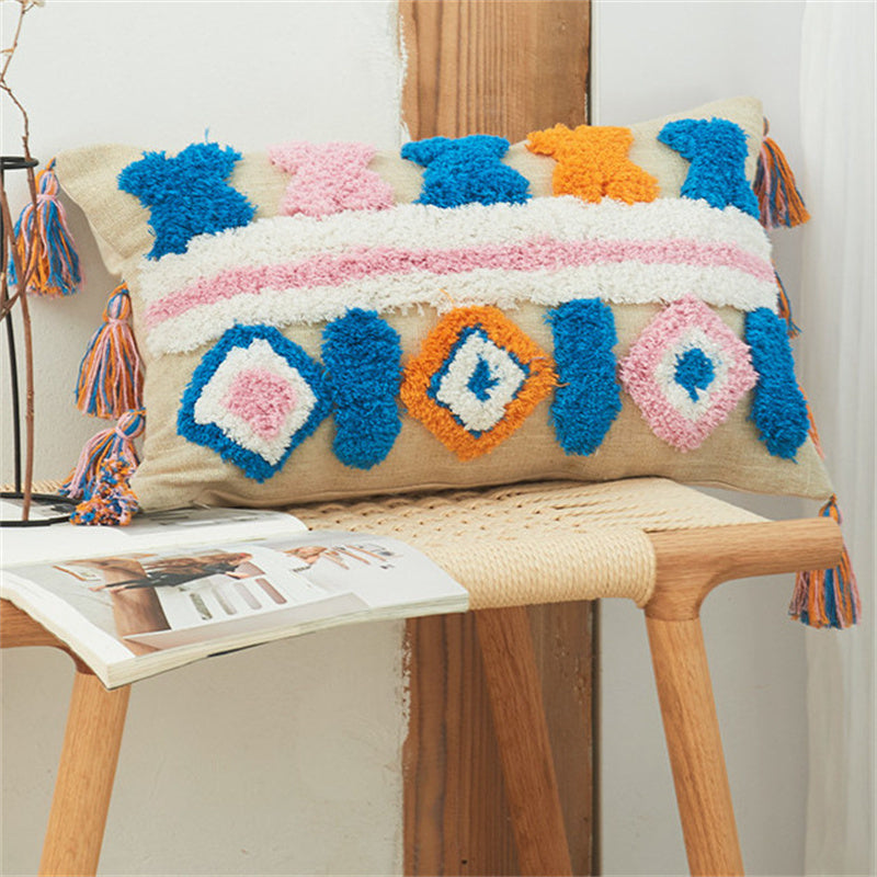 HKM-653971 Vintage Handmade American Tufted Pillow Cover, 45x45cm & 30x50cm, Polyester Fiber