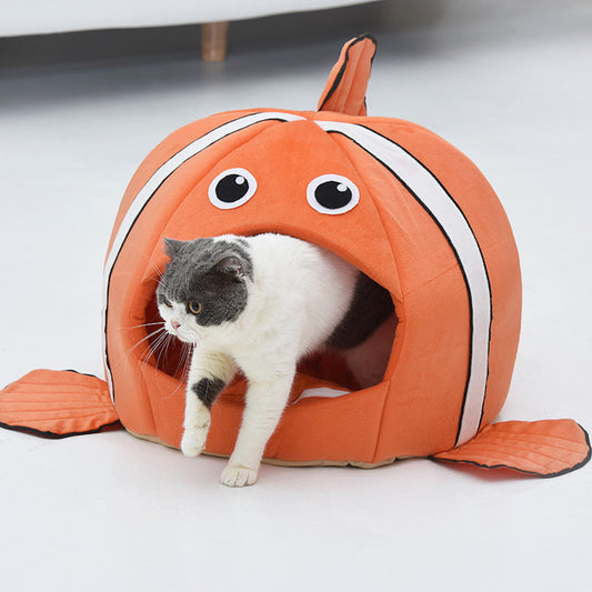 HKM-654163 Removable and Washable Pet Kennel - Stylish Cloth Cat and Dog Nest in Orange