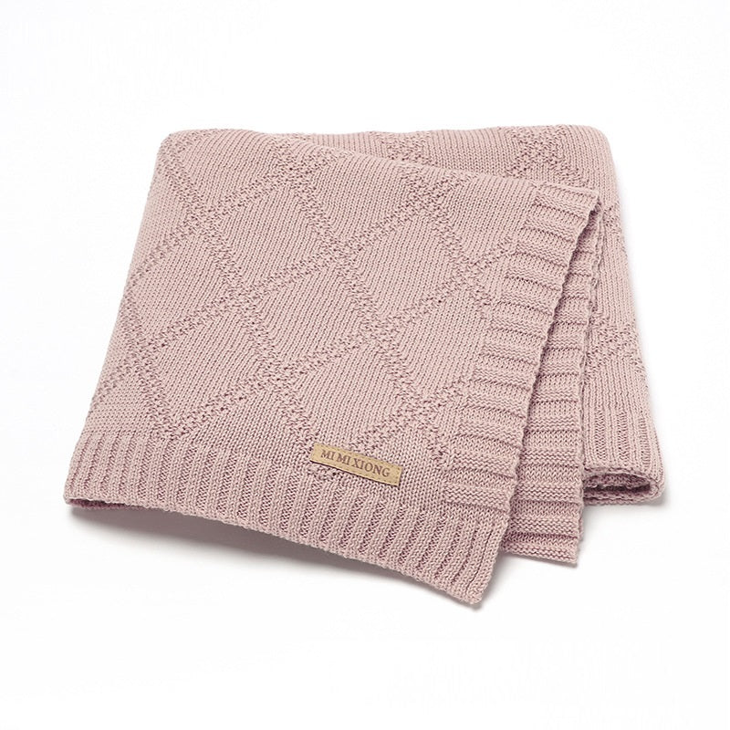 HKM-654163 Soft Cotton Baby Knitted Blanket in Multiple Colors - 70x90cm