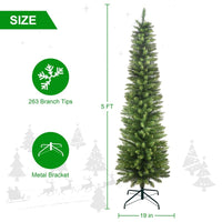 HKM-654291 PVC Pencil Christmas Tree - 5FT, 6FT, 7FT Options in Green with Multiple Tips