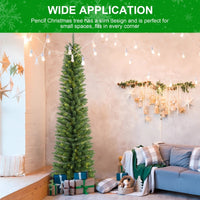 HKM-654291 PVC Pencil Christmas Tree - 5FT, 6FT, 7FT Options in Green with Multiple Tips