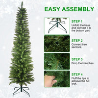 HKM-654291 PVC Pencil Christmas Tree - 5FT, 6FT, 7FT Options in Green with Multiple Tips