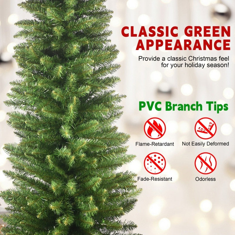 HKM-654291 PVC Pencil Christmas Tree - 5FT, 6FT, 7FT Options in Green with Multiple Tips