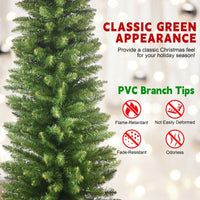 HKM-654291 PVC Pencil Christmas Tree - 5FT, 6FT, 7FT Options in Green with Multiple Tips