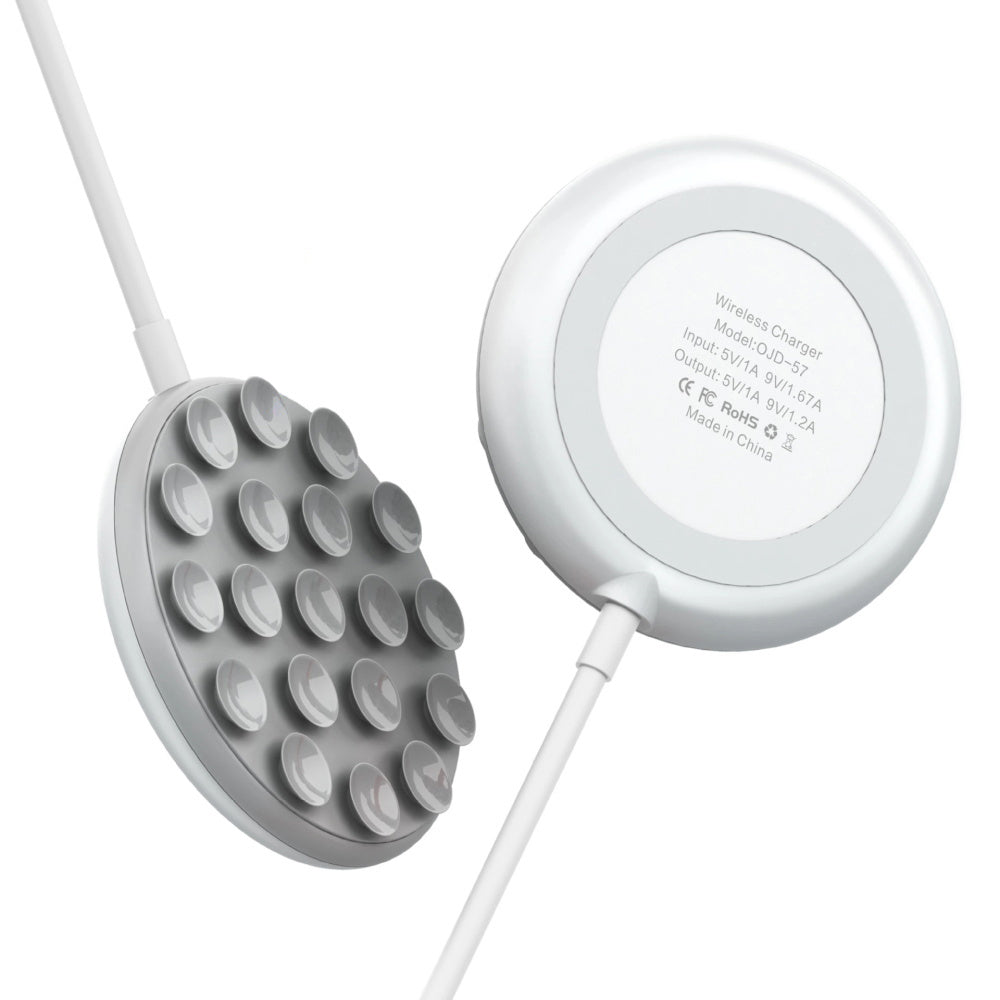 HKM-654419 Mobile Phone Suction Cup Wireless Charger with Fast Charging Technology - 10W Output, USB Connection, White and Black Options