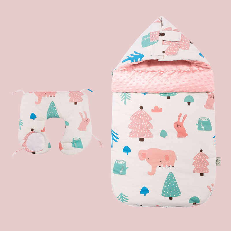 HKM-654547 Cotton Dual-Use Beanie Blanket Sleeping Bag for Babies, 0-3 Years, Thick & Warm