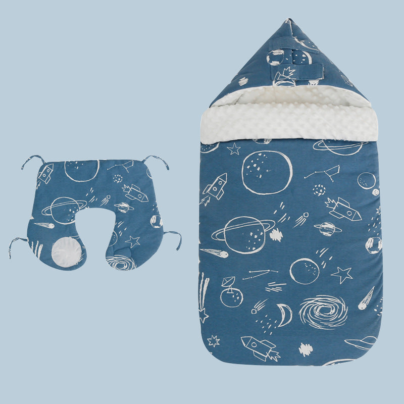 HKM-654547 Cotton Dual-Use Beanie Blanket Sleeping Bag for Babies, 0-3 Years, Thick & Warm