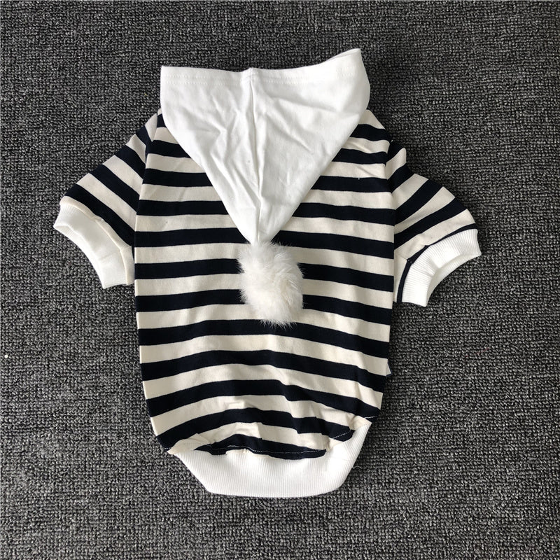 HKM-654611 Cotton Casual Clothes for Small to Medium Bulldogs with Cute Fur Ball Design