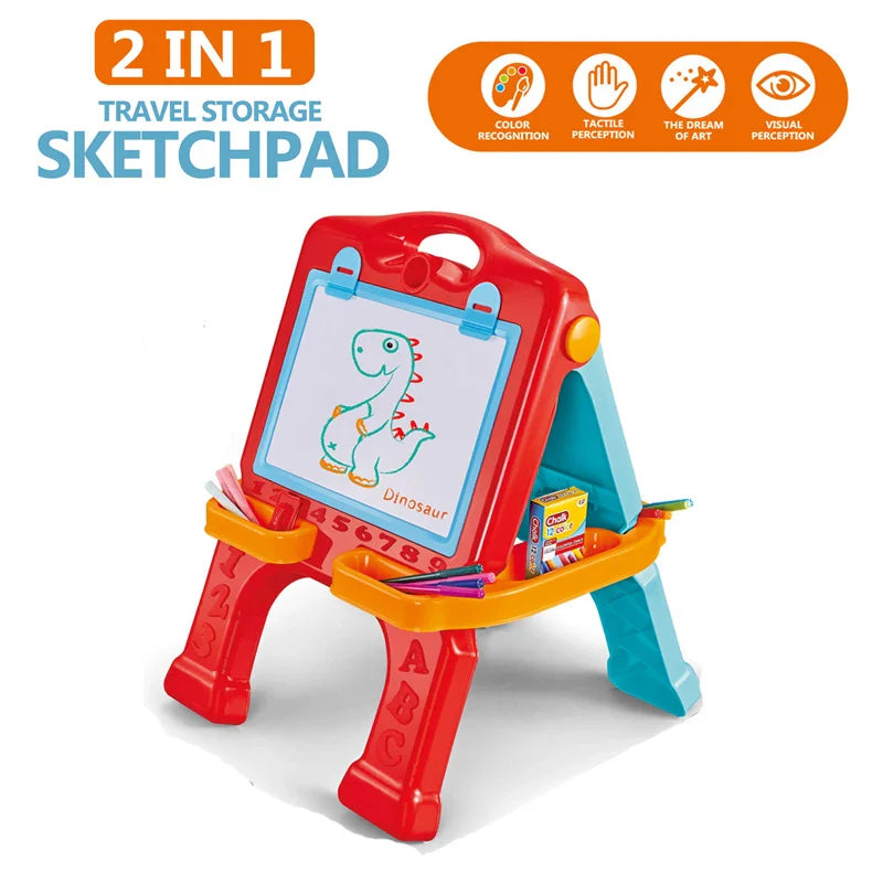 HKM-654739 2-in-1 Kids Travel Sketchpad and Erasable Drawing Board Set for Ages 3+