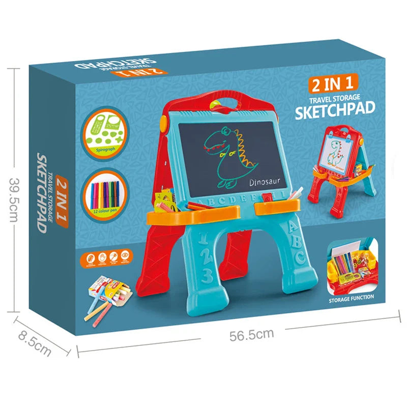 HKM-654739 2-in-1 Kids Travel Sketchpad and Erasable Drawing Board Set for Ages 3+