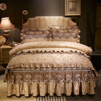 HKM-654931 Quilted Velvet Bed Skirt Set with Duvet Cover and Pillowcases in Multiple Colors