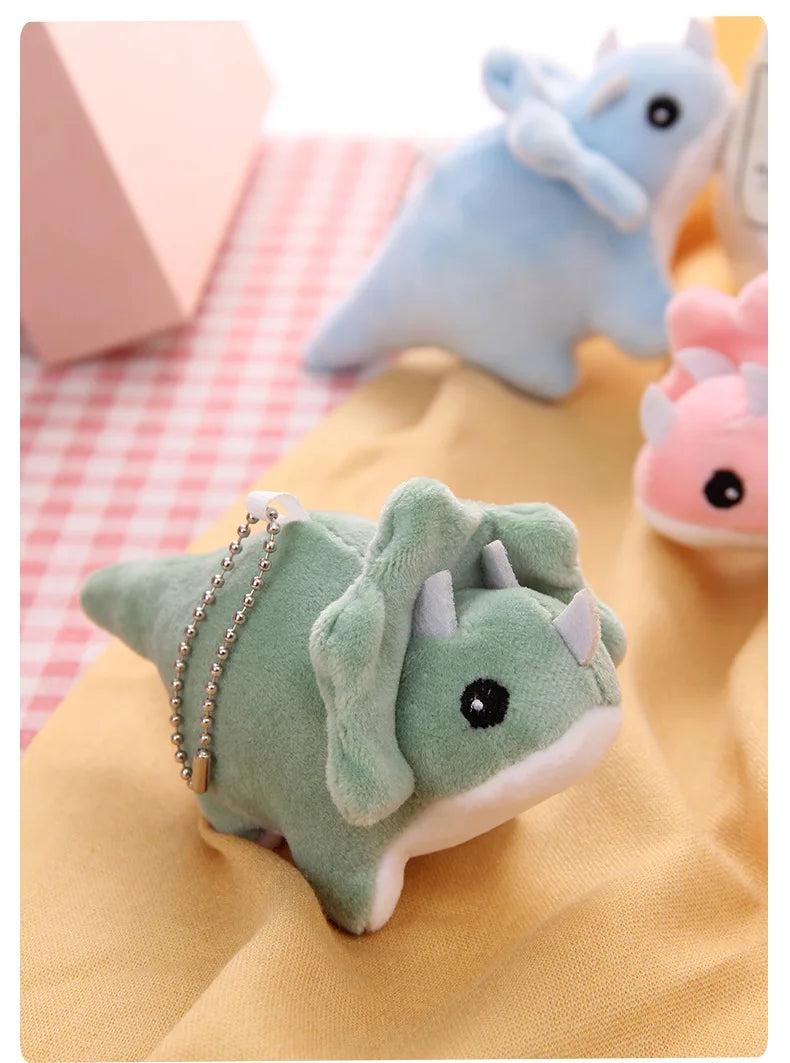 HKM-654995 Plush Triceratops Dinosaur Keychain Pendant for Kids and Adults