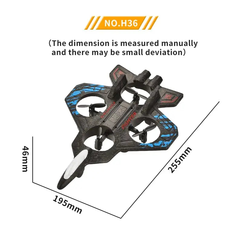HKM-655123 360° Circling Foam RC Fighter Jet Plane with Lights - 2.4G Remote Control, Beginner-Friendly, Indoor/Outdoor Use