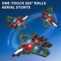 HKM-655123 360° Circling Foam RC Fighter Jet Plane with Lights - 2.4G Remote Control, Beginner-Friendly, Indoor/Outdoor Use