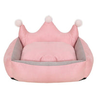 HKM-655123 Scratch Resistant Crown Nest Dog Bed - Suede & Crystal Velvet, Sizes S to XL