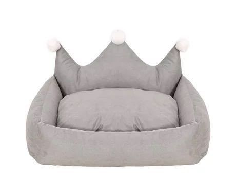 HKM-655123 Scratch Resistant Crown Nest Dog Bed - Suede & Crystal Velvet, Sizes S to XL