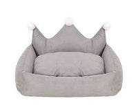 HKM-655123 Scratch Resistant Crown Nest Dog Bed - Suede & Crystal Velvet, Sizes S to XL