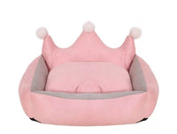 HKM-655123 Scratch Resistant Crown Nest Dog Bed - Suede & Crystal Velvet, Sizes S to XL