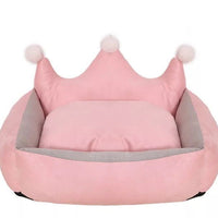 HKM-655123 Scratch Resistant Crown Nest Dog Bed - Suede & Crystal Velvet, Sizes S to XL