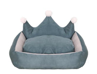 HKM-655123 Scratch Resistant Crown Nest Dog Bed - Suede & Crystal Velvet, Sizes S to XL