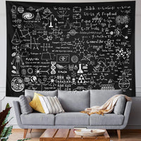 HKM-655251 Geometric Abstraction Science Mathematics Blackboard Tapestry – Polyester Fiber, Multiple Sizes