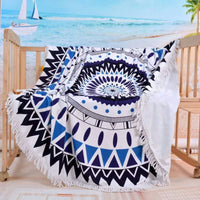 HKM-655315 Round Microfiber Beach Towel with Water Absorption and Quick Dry Features - 150cm x 150cm, Soft to the Touch