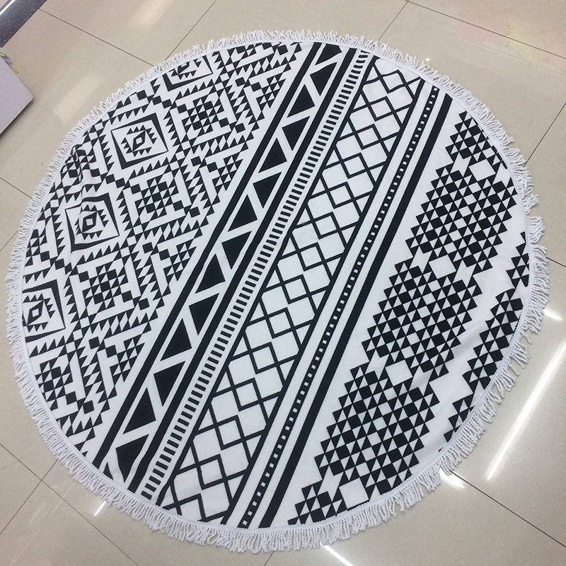 HKM-655315 Round Microfiber Beach Towel with Water Absorption and Quick Dry Features - 150cm x 150cm, Soft to the Touch