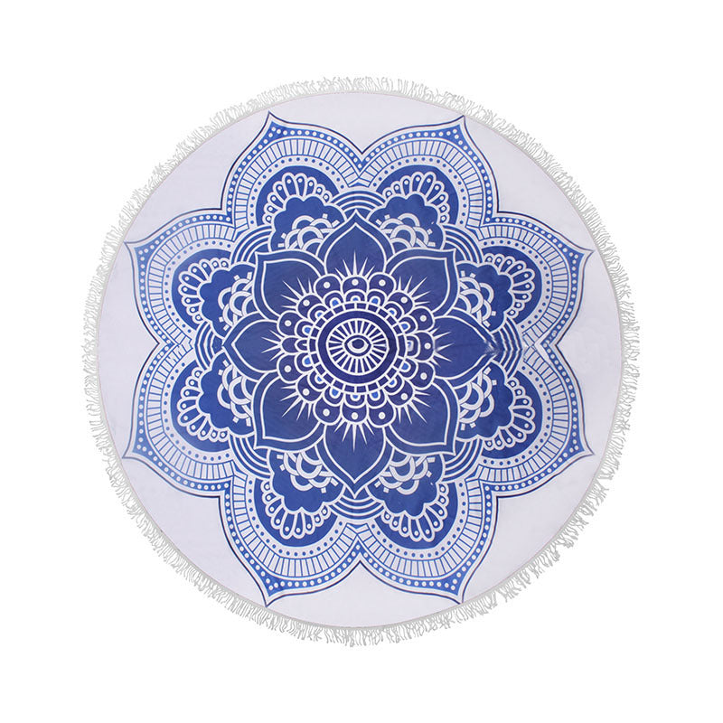 HKM-655315 Round Microfiber Beach Towel with Water Absorption and Quick Dry Features - 150cm x 150cm, Soft to the Touch