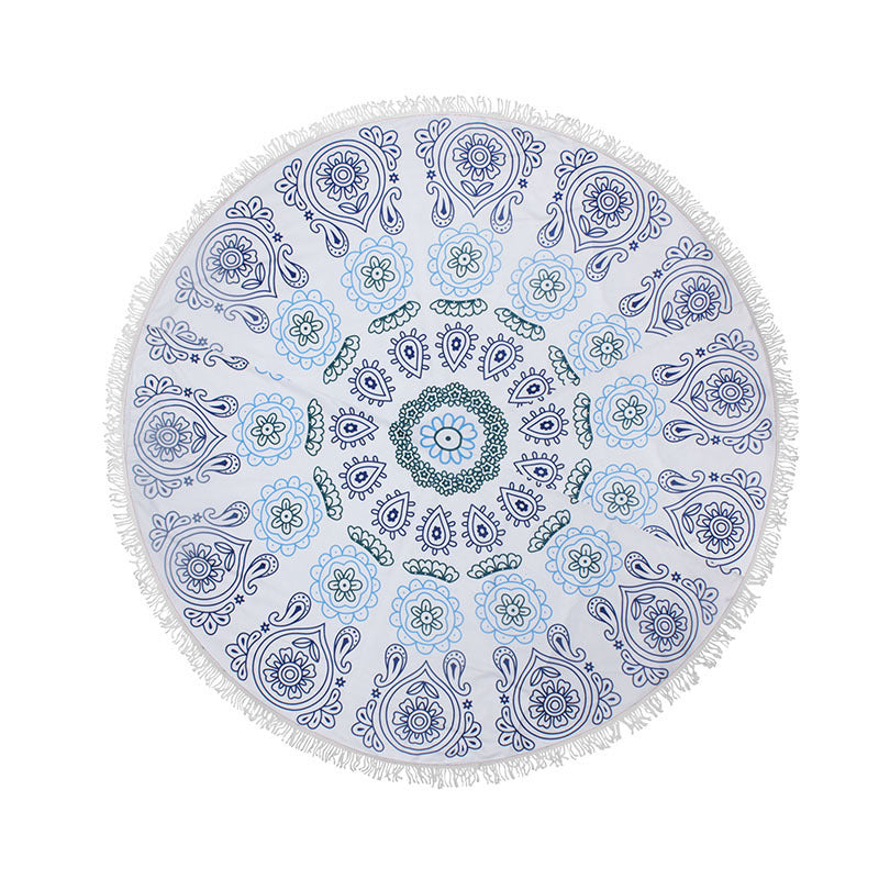 HKM-655315 Round Microfiber Beach Towel with Water Absorption and Quick Dry Features - 150cm x 150cm, Soft to the Touch