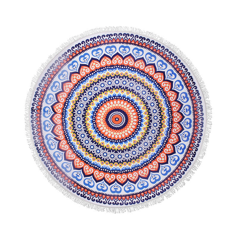HKM-655315 Round Microfiber Beach Towel with Water Absorption and Quick Dry Features - 150cm x 150cm, Soft to the Touch