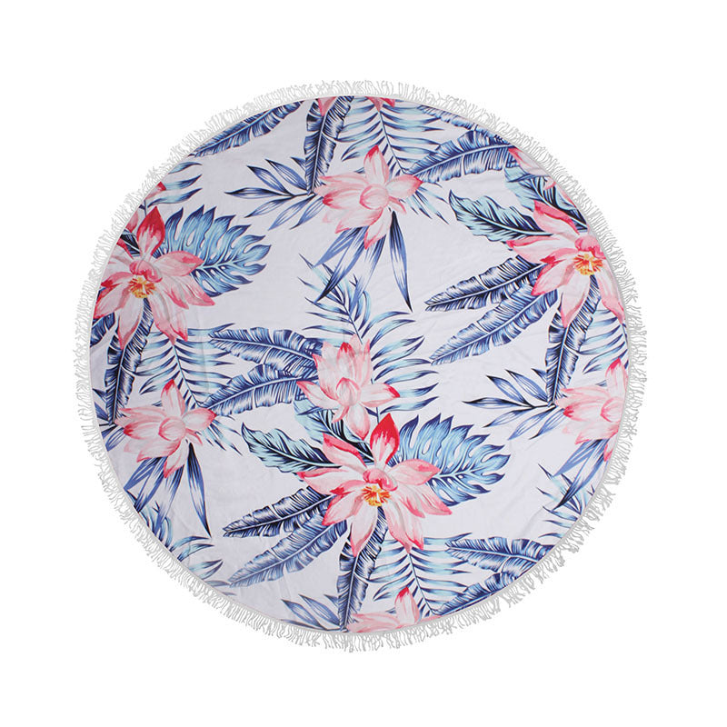 HKM-655315 Round Microfiber Beach Towel with Water Absorption and Quick Dry Features - 150cm x 150cm, Soft to the Touch