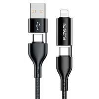 HKM-655699 4-in-1 Braided Data Cable for Fast Charging and Data Transmission - Black, PVC and Nylon Design