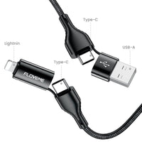 HKM-655699 4-in-1 Braided Data Cable for Fast Charging and Data Transmission - Black, PVC and Nylon Design