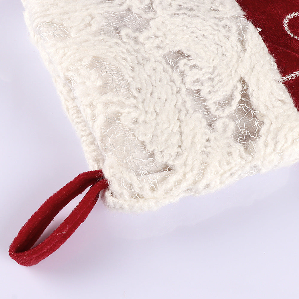 HKM-655763 Festive Velvet Snowflake Pendant Socks for Christmas Decorations