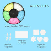 HKM-655891 DIY Assembled Glow Colorful Ironing Beads Craft Set - 7500 Pieces for Ages 6 and Up