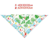 HKM-656019 Floral Cotton Pet Dog Saliva Towel in Green and Flamingo Designs, Size S/M