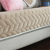 HKM-656083 Thick Plush Quilted Anti-Slip Sofa Cover for Sectional and Modular Sofas, Warm Soft Winter Design