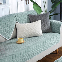 HKM-656083 Thick Plush Quilted Anti-Slip Sofa Cover for Sectional and Modular Sofas, Warm Soft Winter Design