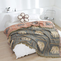 HKM-656147 Geometric Pattern Pure Cotton Gauze Blanket - Versatile Air Conditioning and Sofa Cover