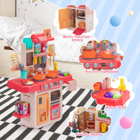 HKM-656275 Kids Cooking Play Kitchen Set with 42 Pieces, Lights, Sounds, Sink & Water Spray